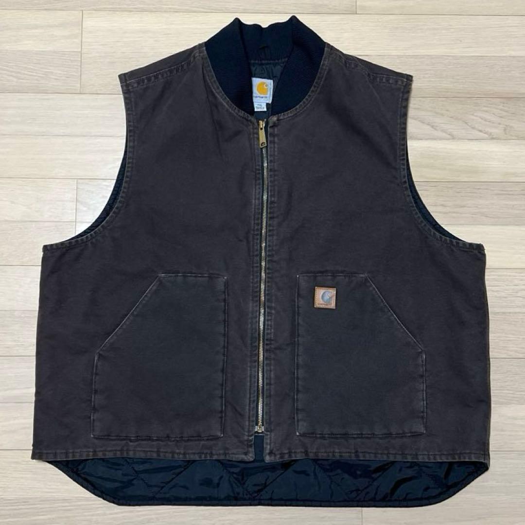 Carhartt ダークブラウン ベスト　XXL カーハート　ベスト　ダック