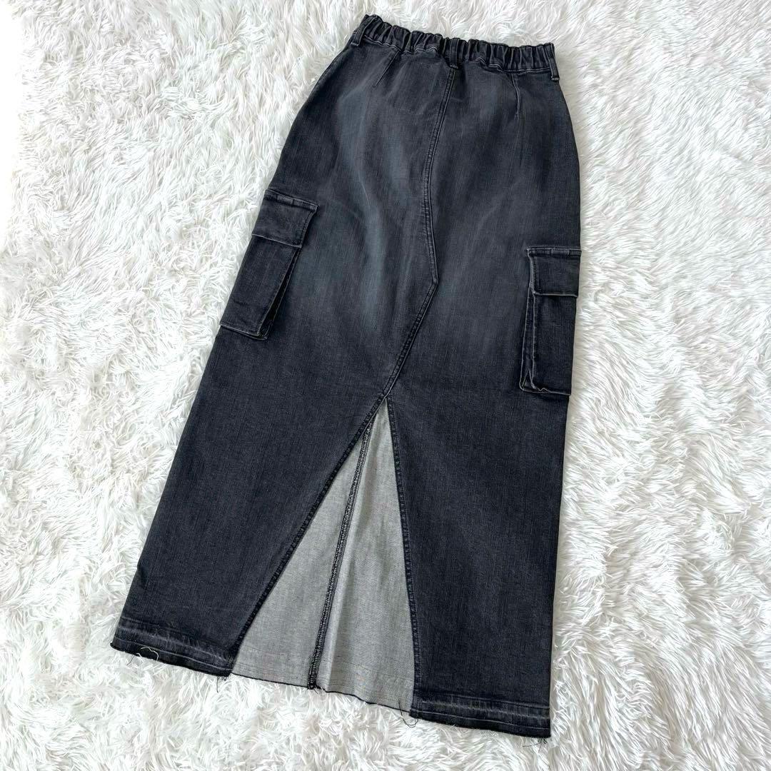 GOOD GRIEF! グッドグリーフ　ストレッチ　カーゴ　ロングスカート　黒