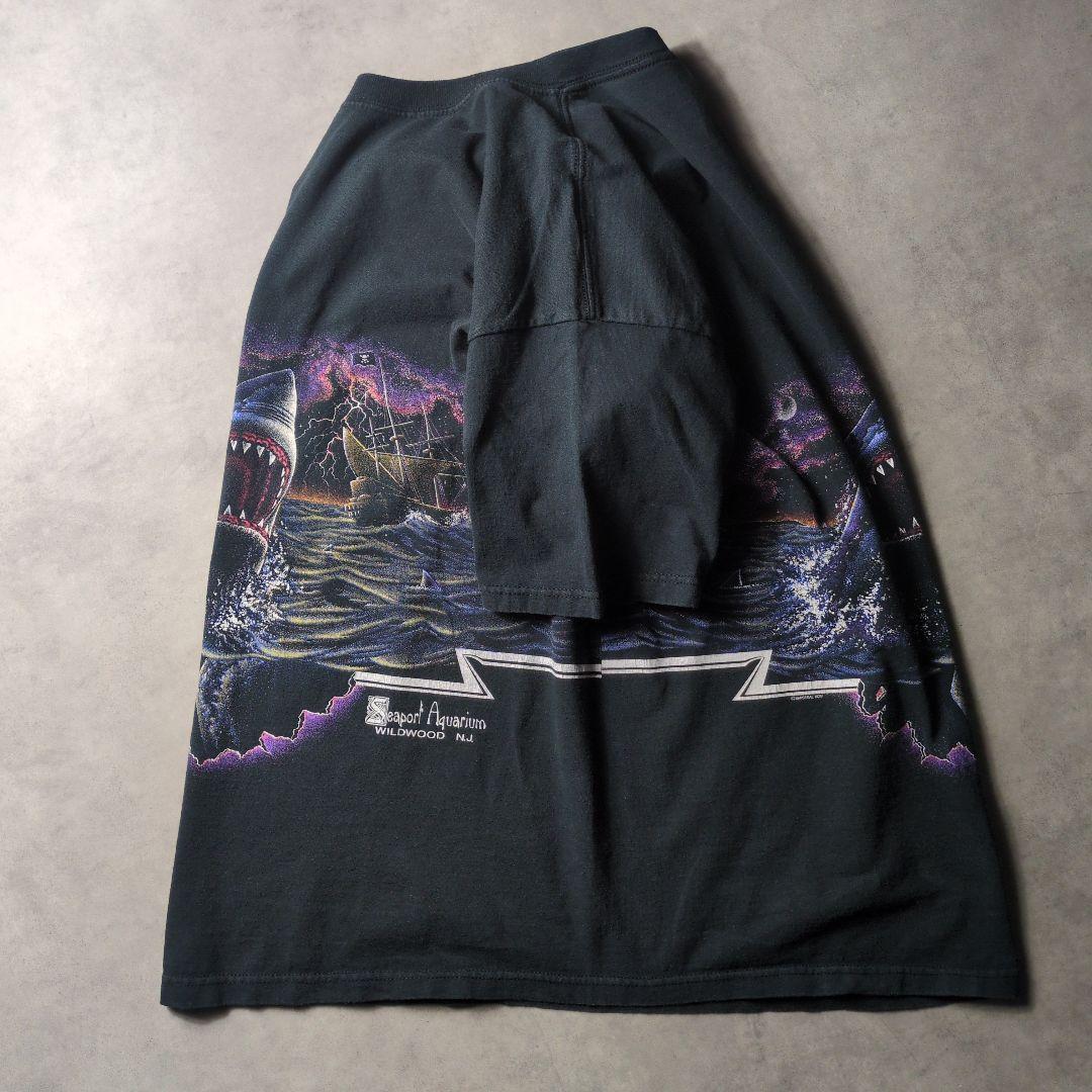 USA製 anvil XL 丸胴 両面 サメ Tシャツ 90s 鬼フェード
