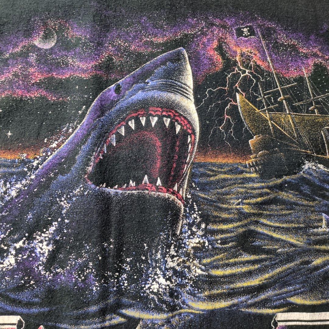 USA製 anvil XL 丸胴 両面 サメ Tシャツ 90s 鬼フェード
