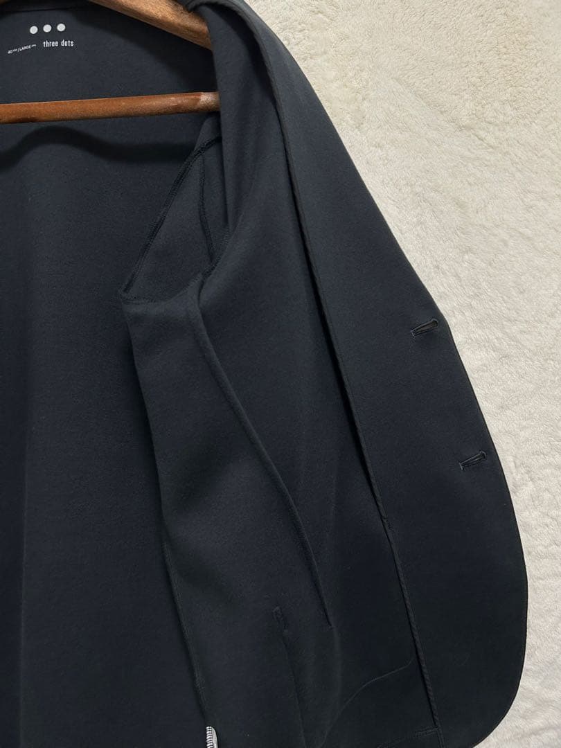【美品】秋冬物 Three Dots ジャケット 40 JP-L AB5 濃紺