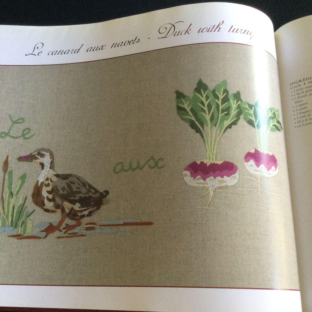 刺繍　図案集　洋書　レシピ 洋書　英語　フランス語　刺しゅう　料理　食材　食べ物
