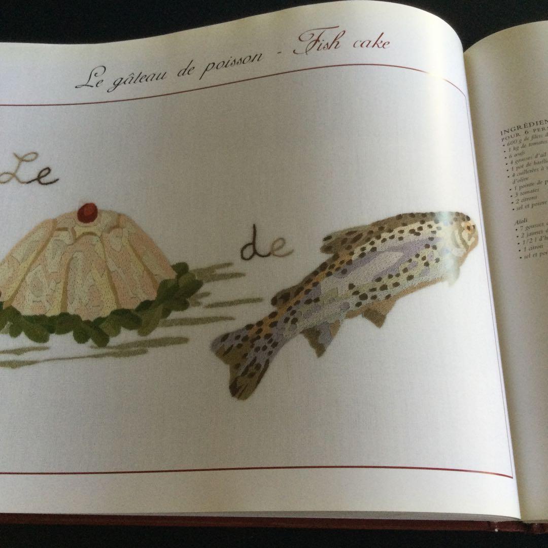 刺繍　図案集　洋書　レシピ 洋書　英語　フランス語　刺しゅう　料理　食材　食べ物