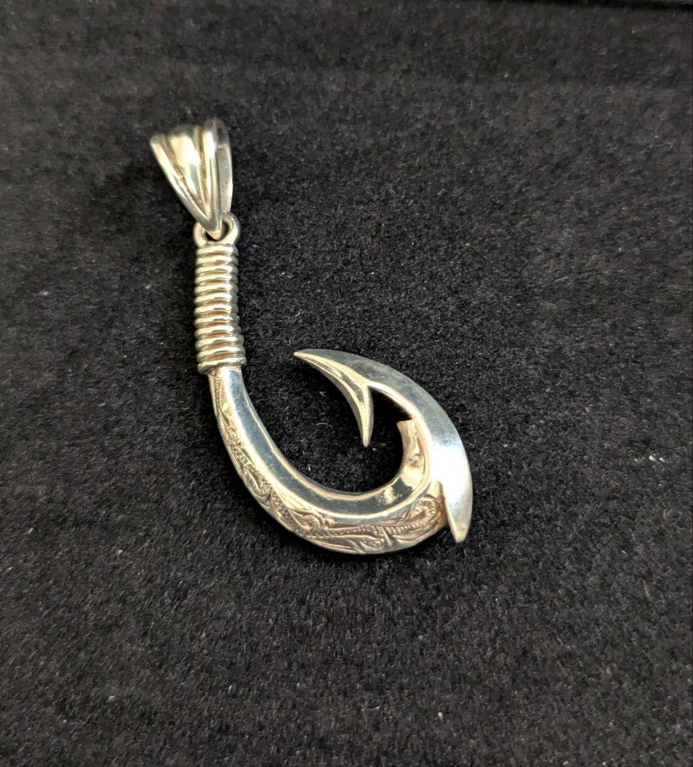 シルバー925 フィッシュフック ペンダントトップ 釣り針 ネックレスヘッド