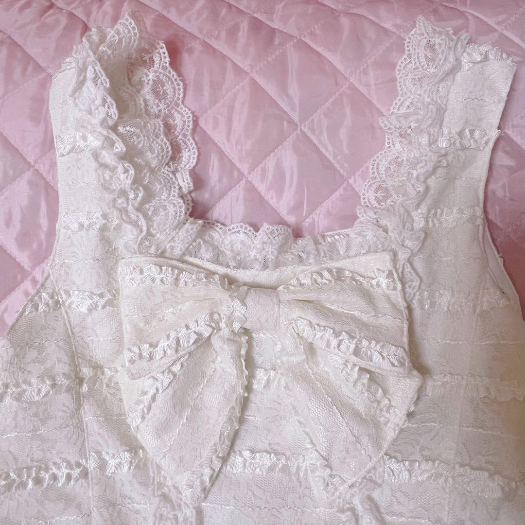 タイムセール【美品】BABY, ミシェル・リリィジャンパースカート　白　総レース