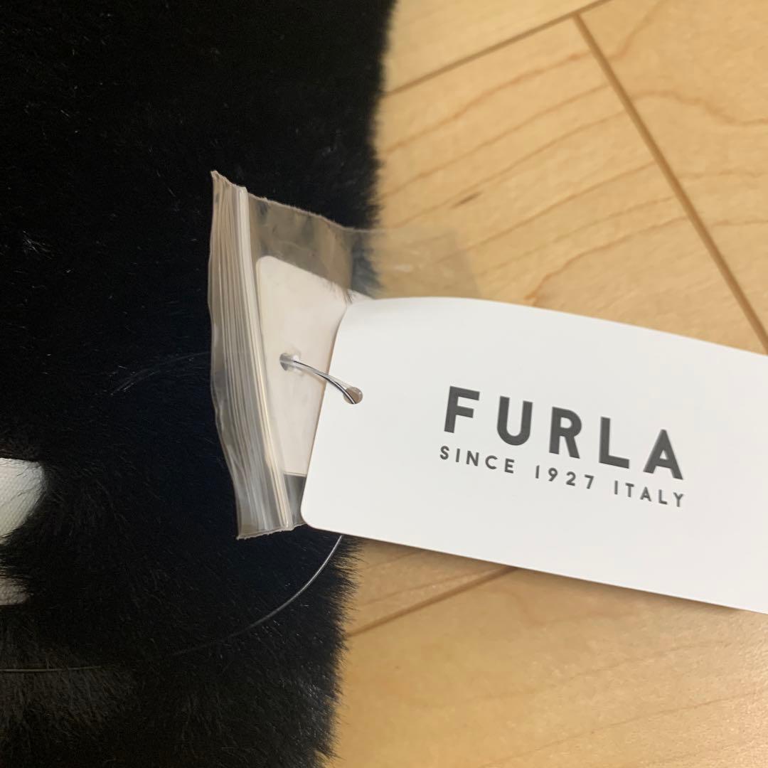 FURLA/未使用/ブラックフェイクファー ファーティペット マフラー