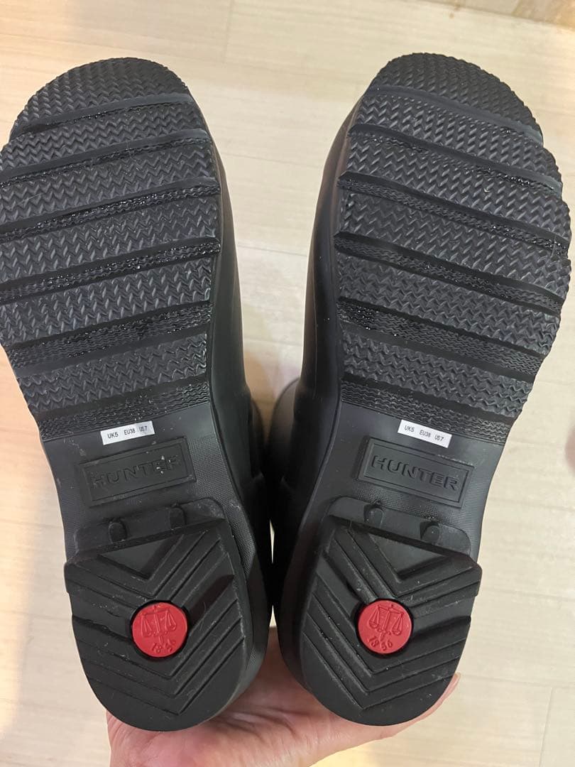 HUNTER 黒 長靴 レインブーツ　バックル付き