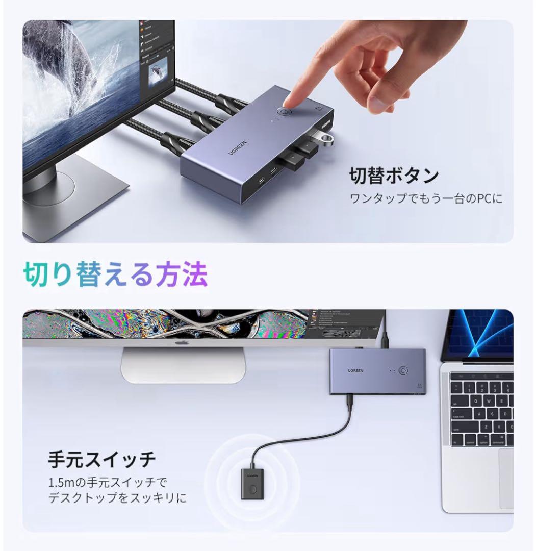 UGREEN 8K HDMI KVM切替器 (PC2台用)