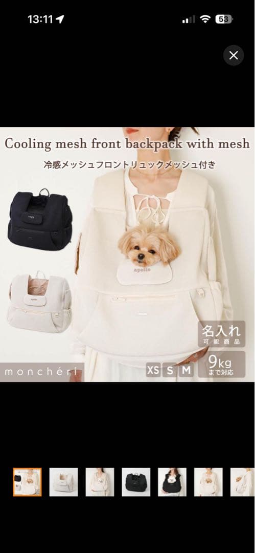 モンシェリ　メッシュフロントリュックメッシュ付き
