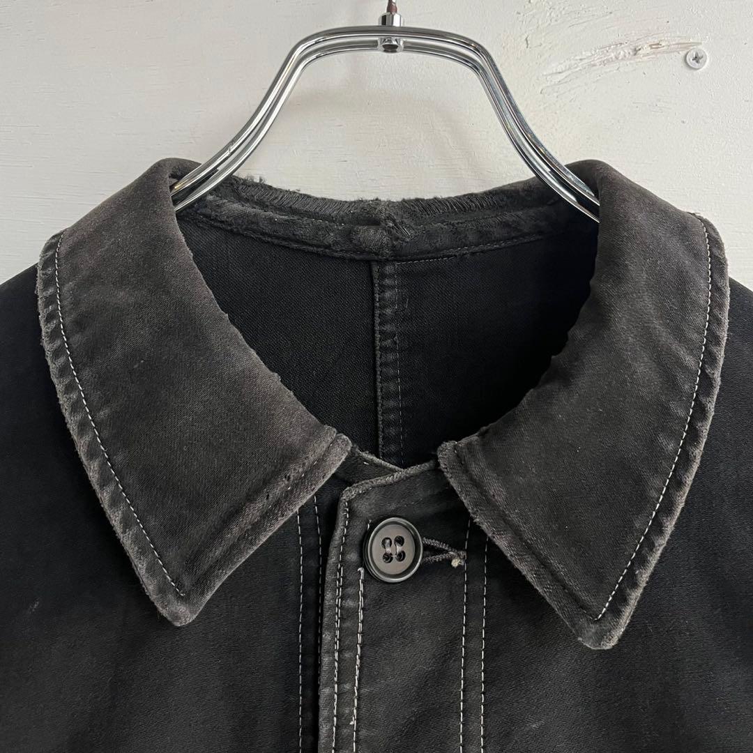 40s 50s アドルフラフォン ブラックモールスキンジャケット フレンチ 古着