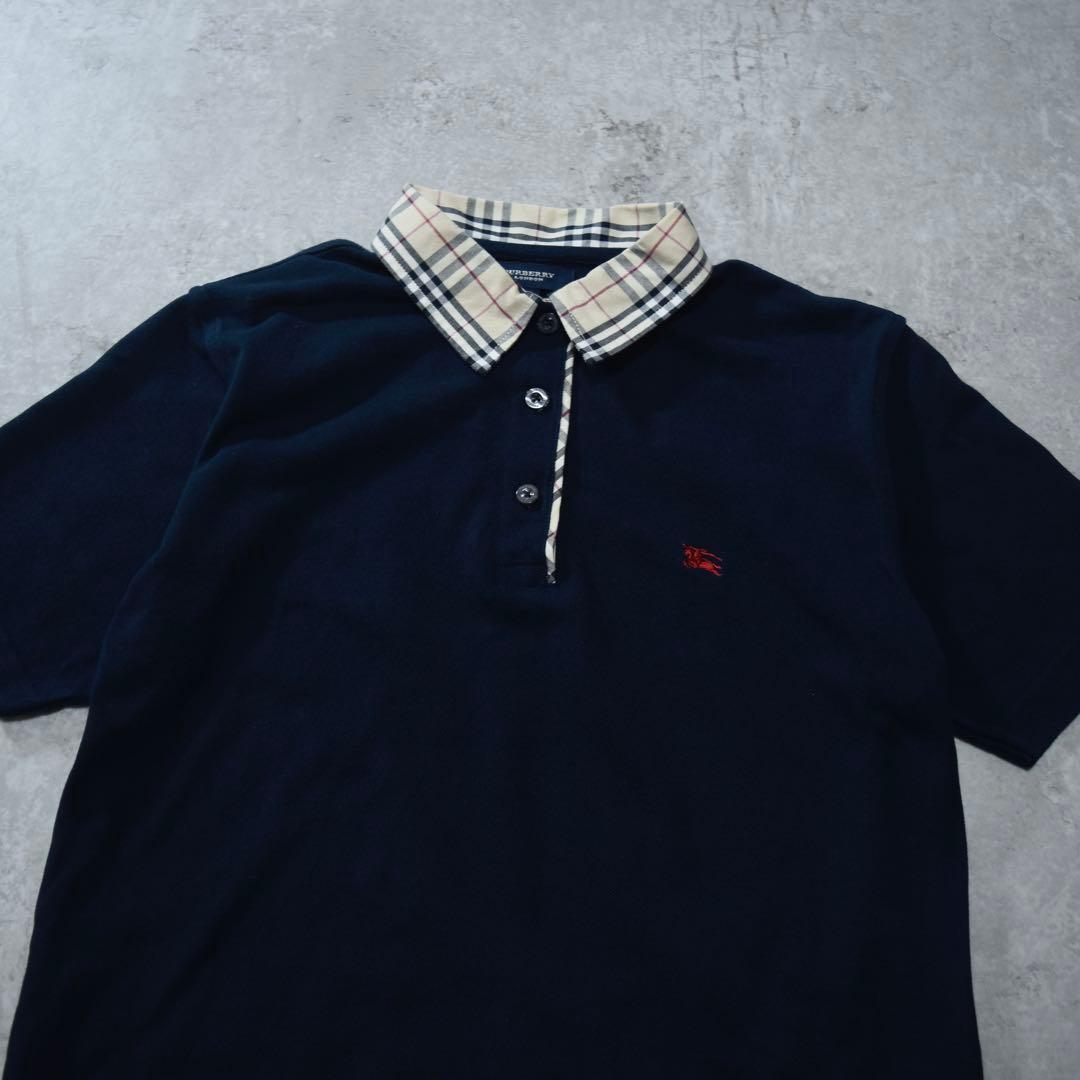 美品 BURBERRY LONDON ポロシャツ レディース ノバチェック 紺