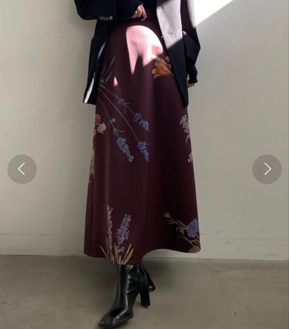 Ameri UND ANNABELLE FLARE SKIRT ボルドー