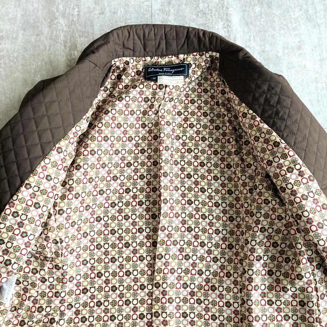 美品⭐️Salvatore Ferragamoキルティング　ロングコート　シルク