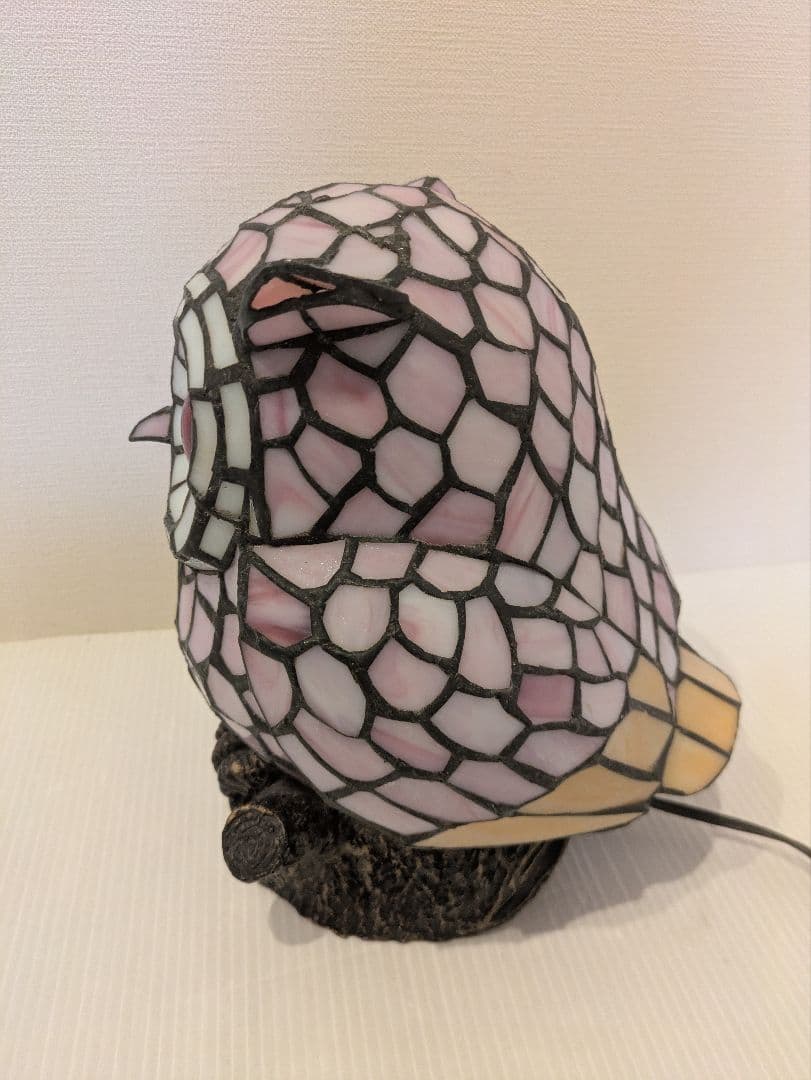 フクロウ ステンドグラス ランプ 梟 点灯確認済み