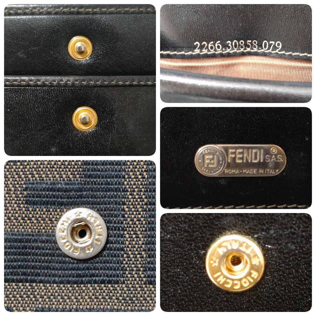 美品✨フェンディ 三つ折財布 ズッカ キャンパス レザーブラウン