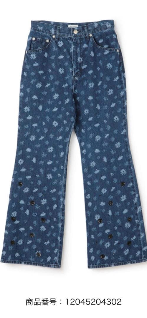 MACPHEE フラワープリントデニム　フレアパンツsize 32