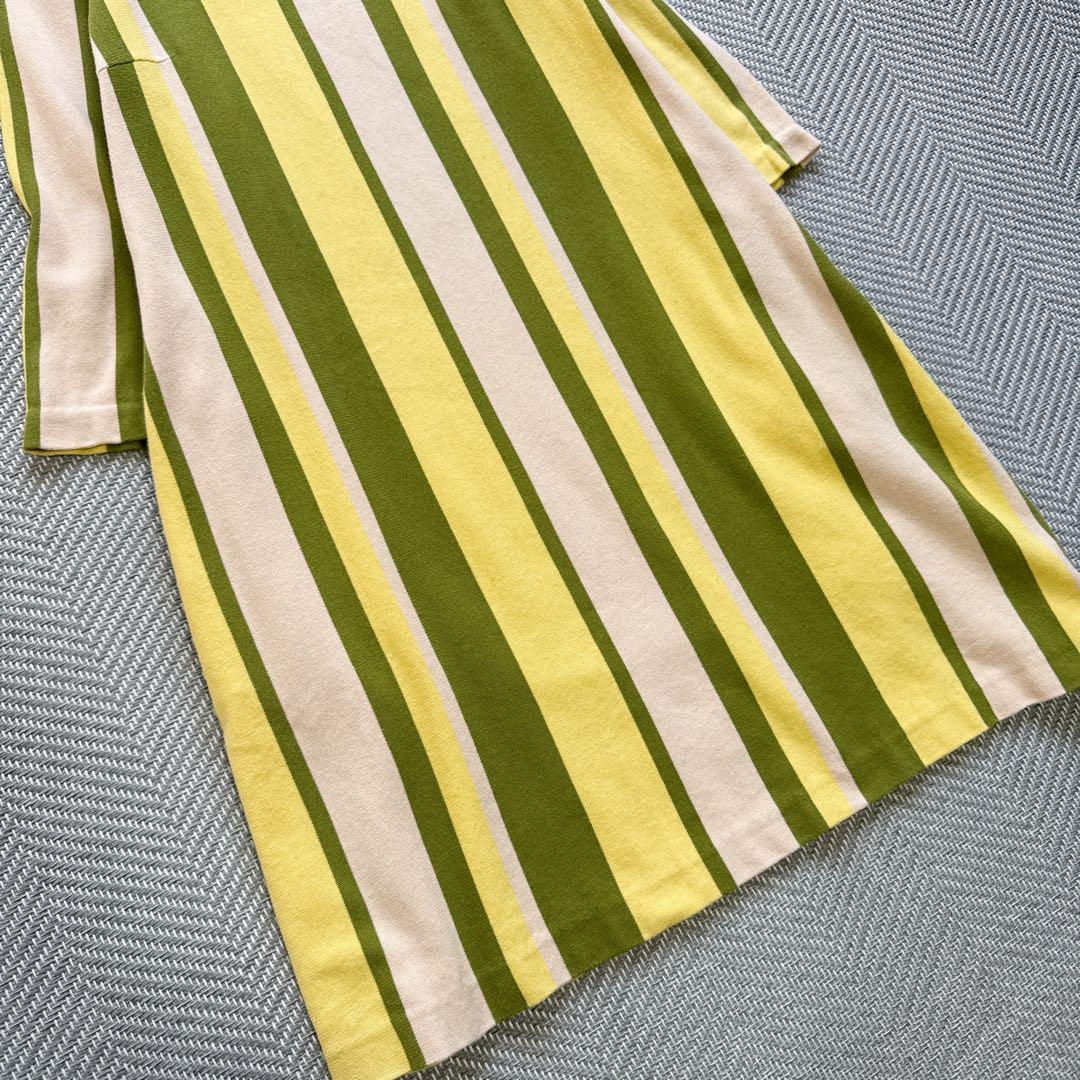 美品 シビラ Sybilla 七分袖 コットン100% ワンピース ストライプ