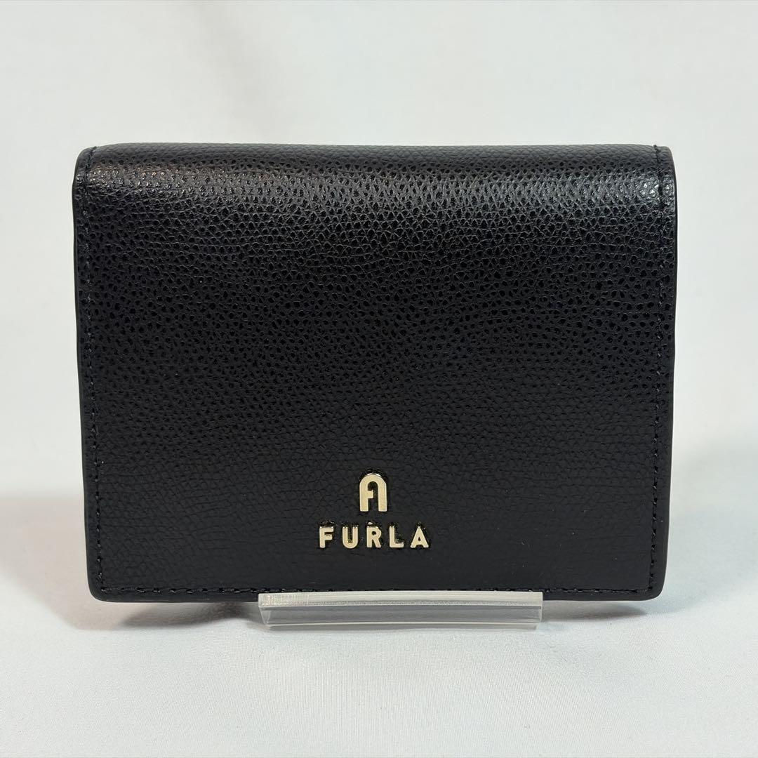 新品✨ FURLA フルラ カメリア 二つ折り財布 NERO ブラック レザー