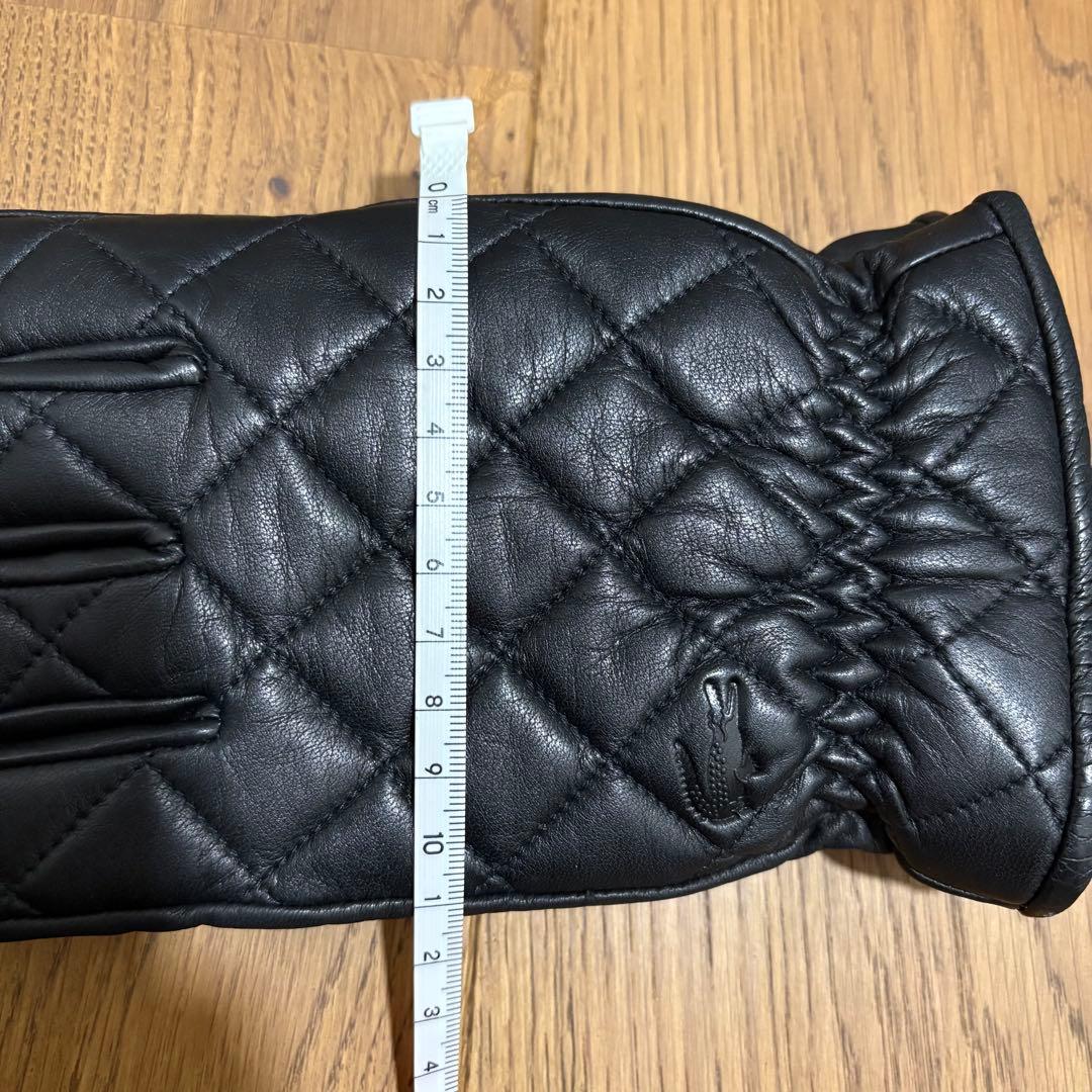 【新品】LACOSTE メンズ レザー手袋 黒 キルティング