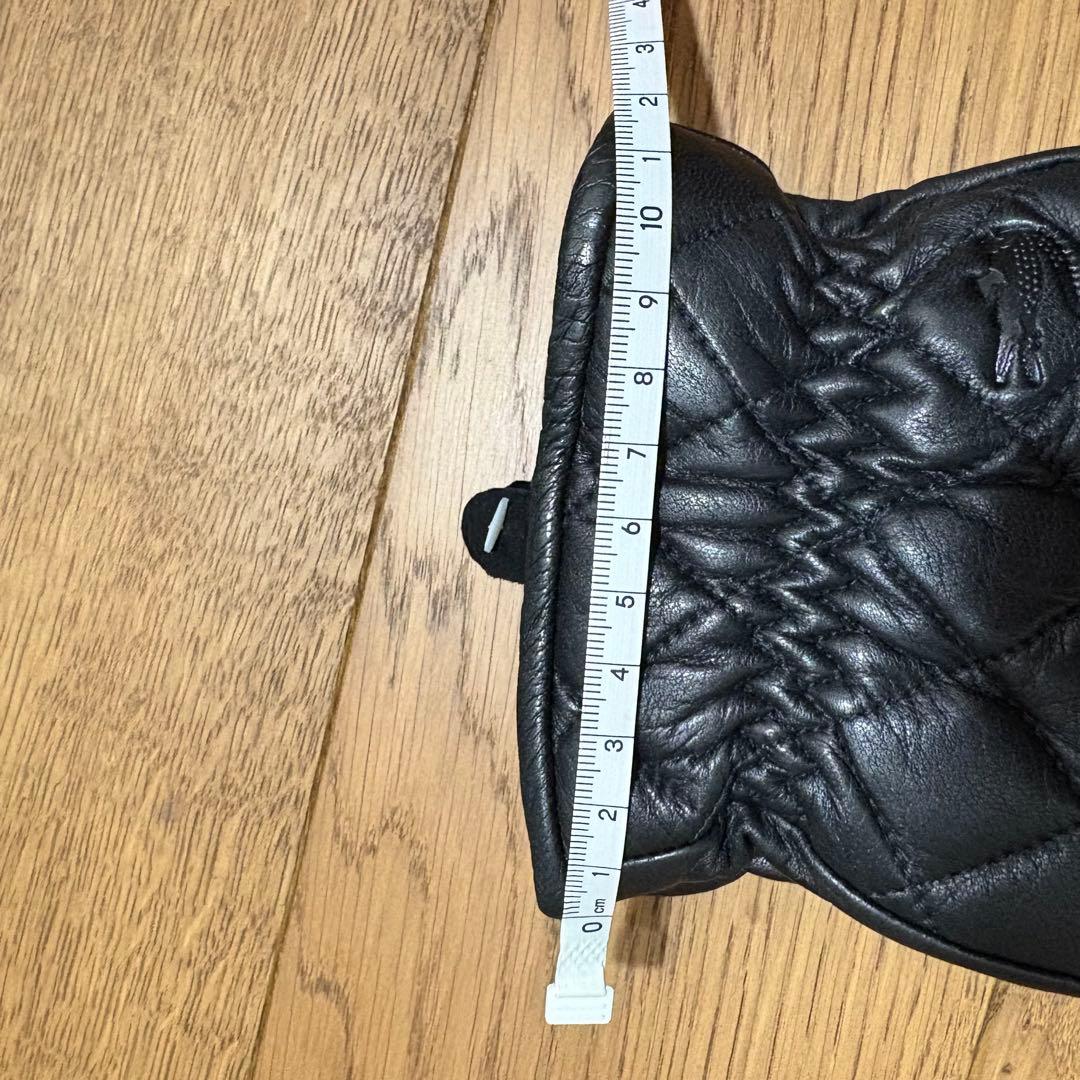 【新品】LACOSTE メンズ レザー手袋 黒 キルティング