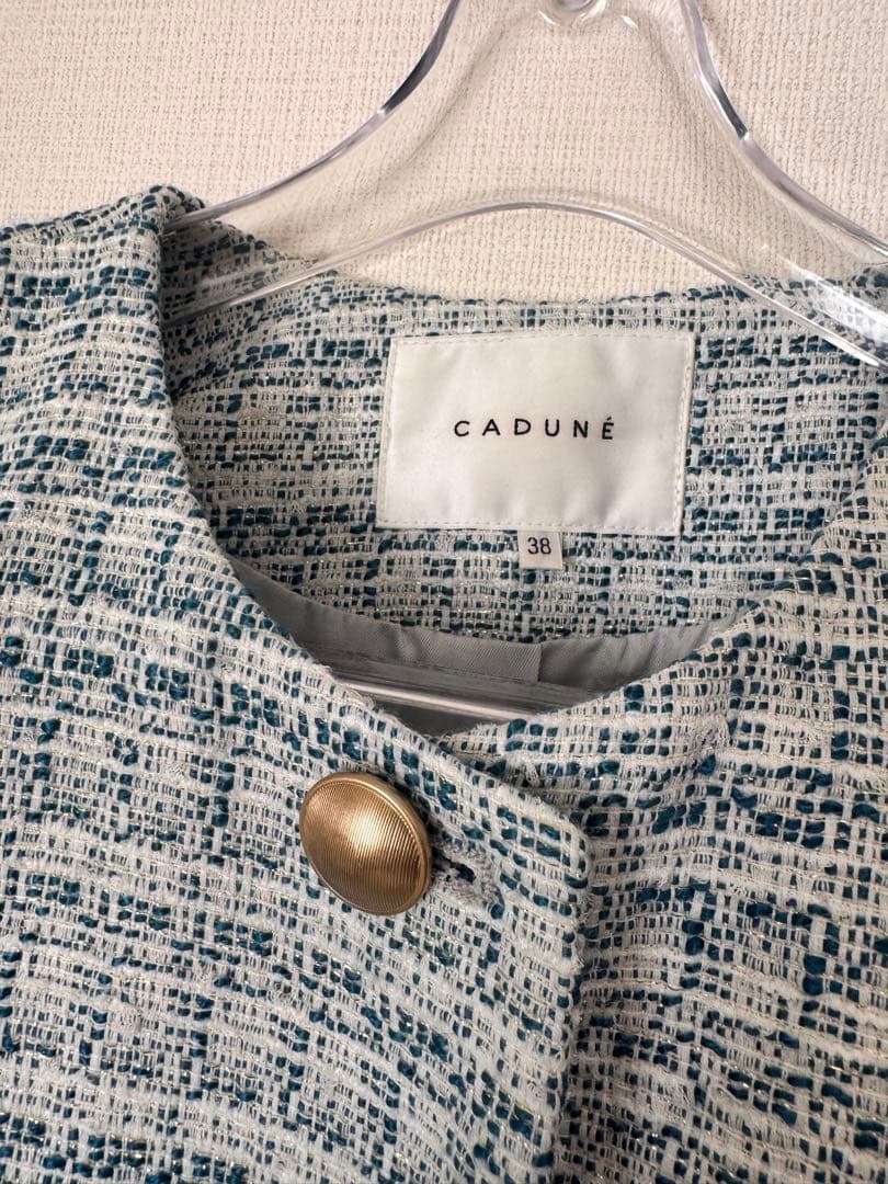 CASUNE カデュネ ツイード べプラム ジャケット 38 ブルー