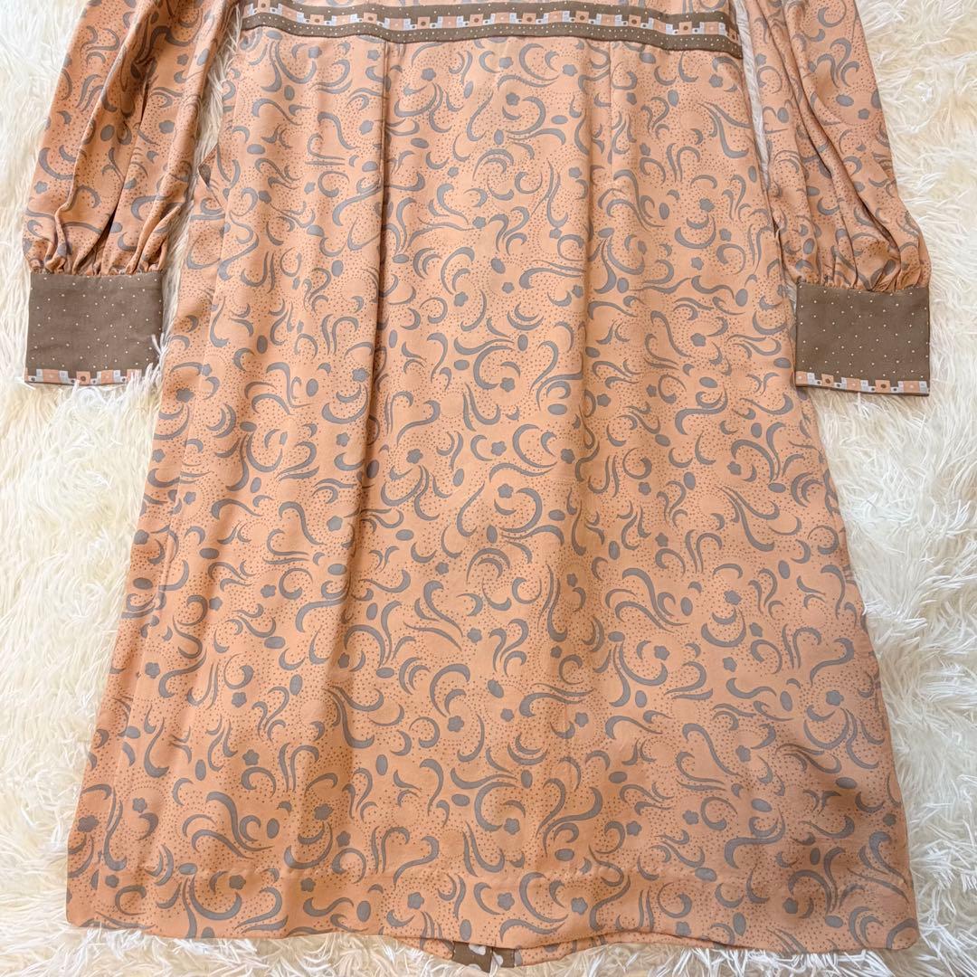 美品　ダイアグラム グレースコンチネンタル 総柄　シャツワンピース　シルク　長袖