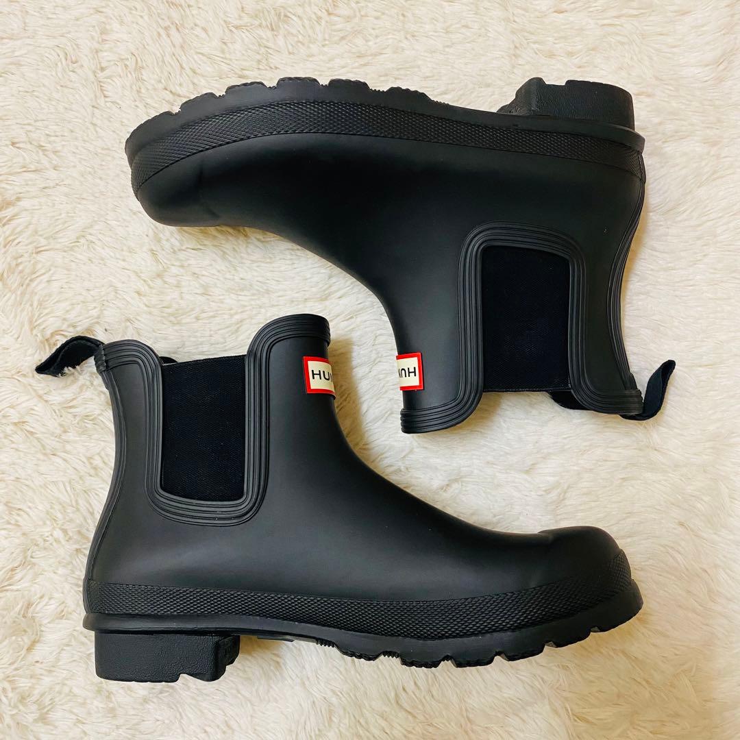 極美品！HUNTER ハンター レインブーツ ショートブーツ 黒 サイドゴア