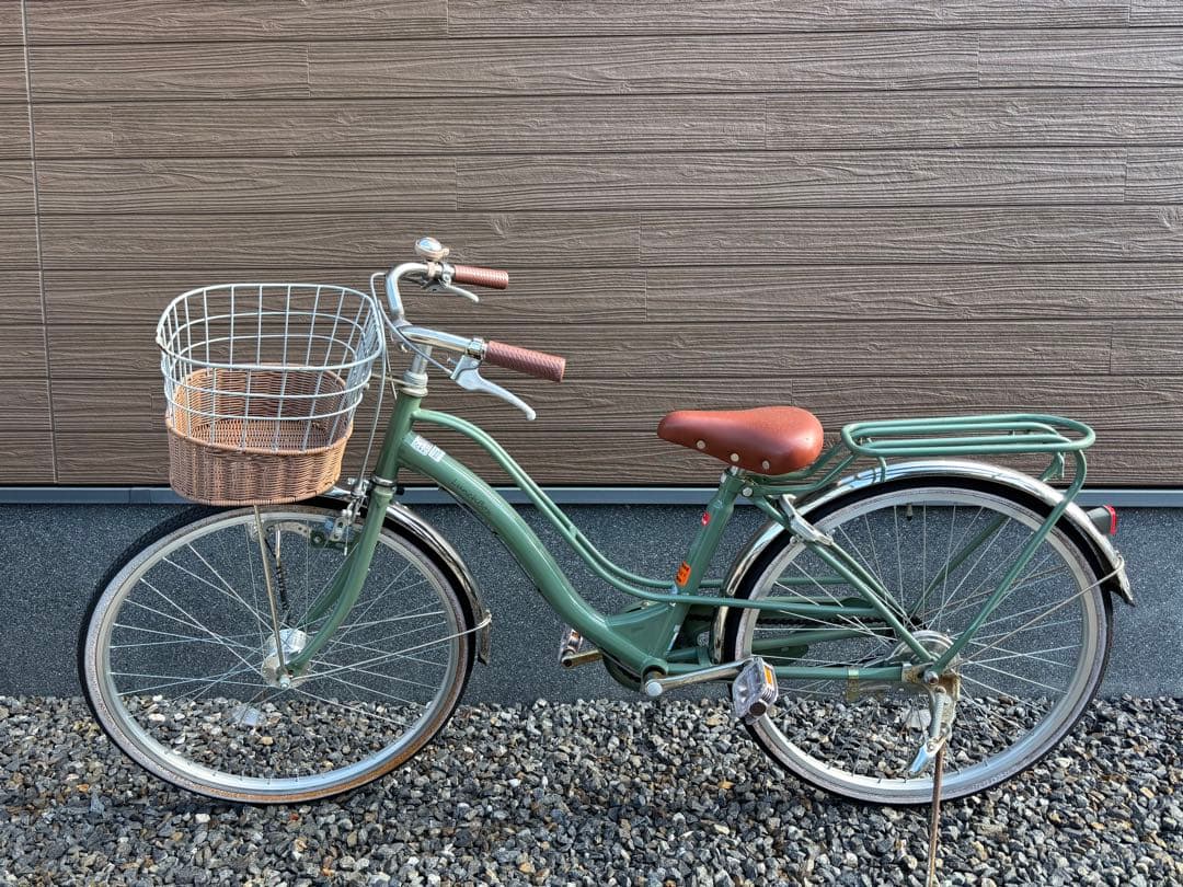 子供用自転車 緑色 前カゴ付き　24インチ　女の子