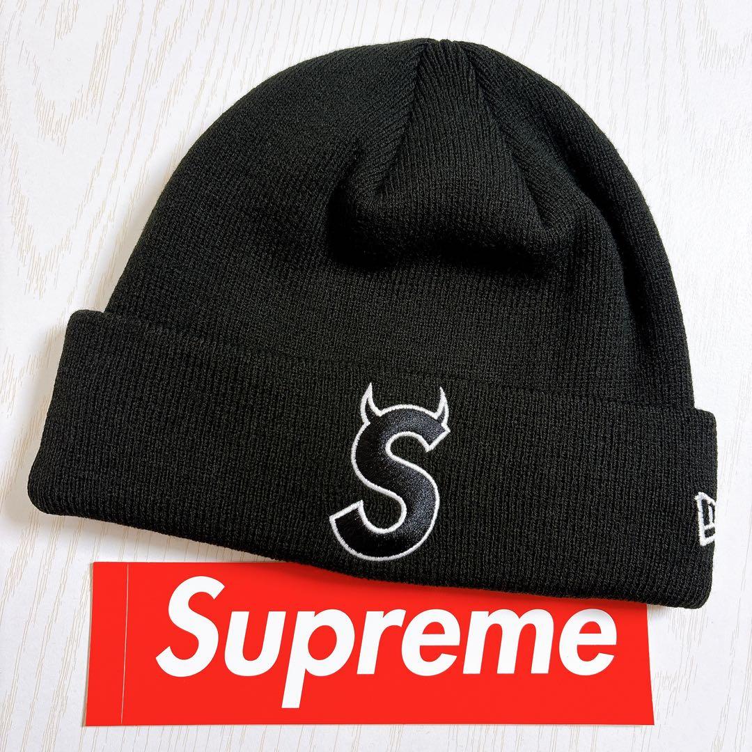 Supreme NEW ERA ニット帽　Sロゴ　デビル　ツノ　ブラック　黒