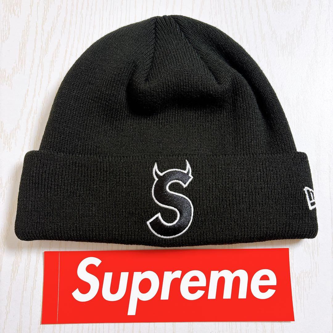Supreme NEW ERA ニット帽　Sロゴ　デビル　ツノ　ブラック　黒