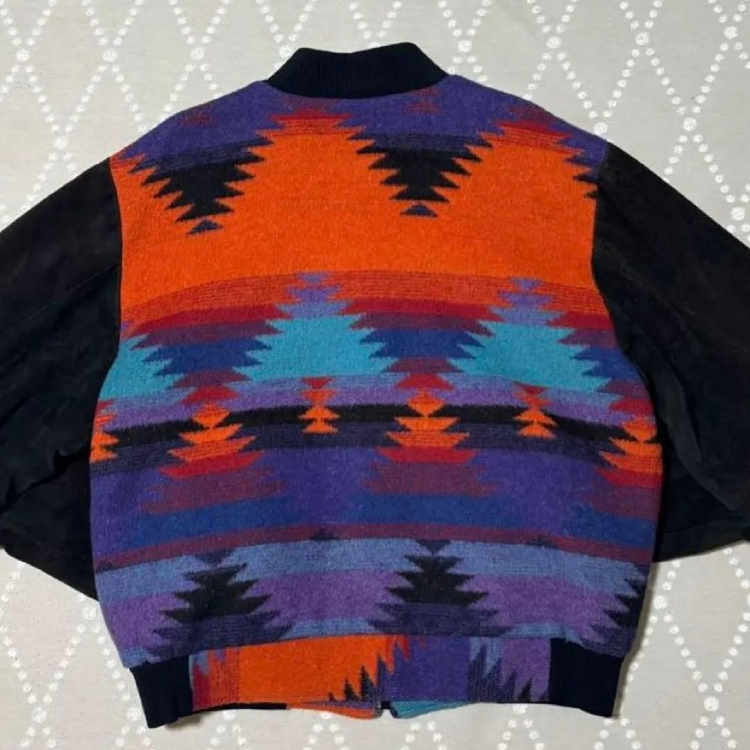 希少 PIONEER WEAR ネイティブ柄 スウェード 袖 ブルゾン 70s