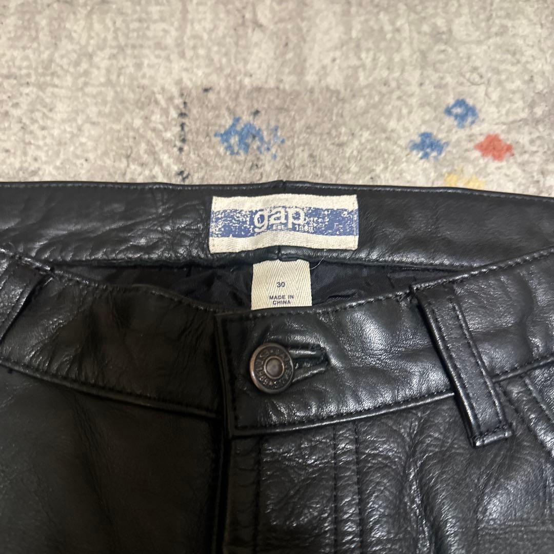 希少　90s Old Gap レザーパンツ　牛革　旧タグ　ブラック