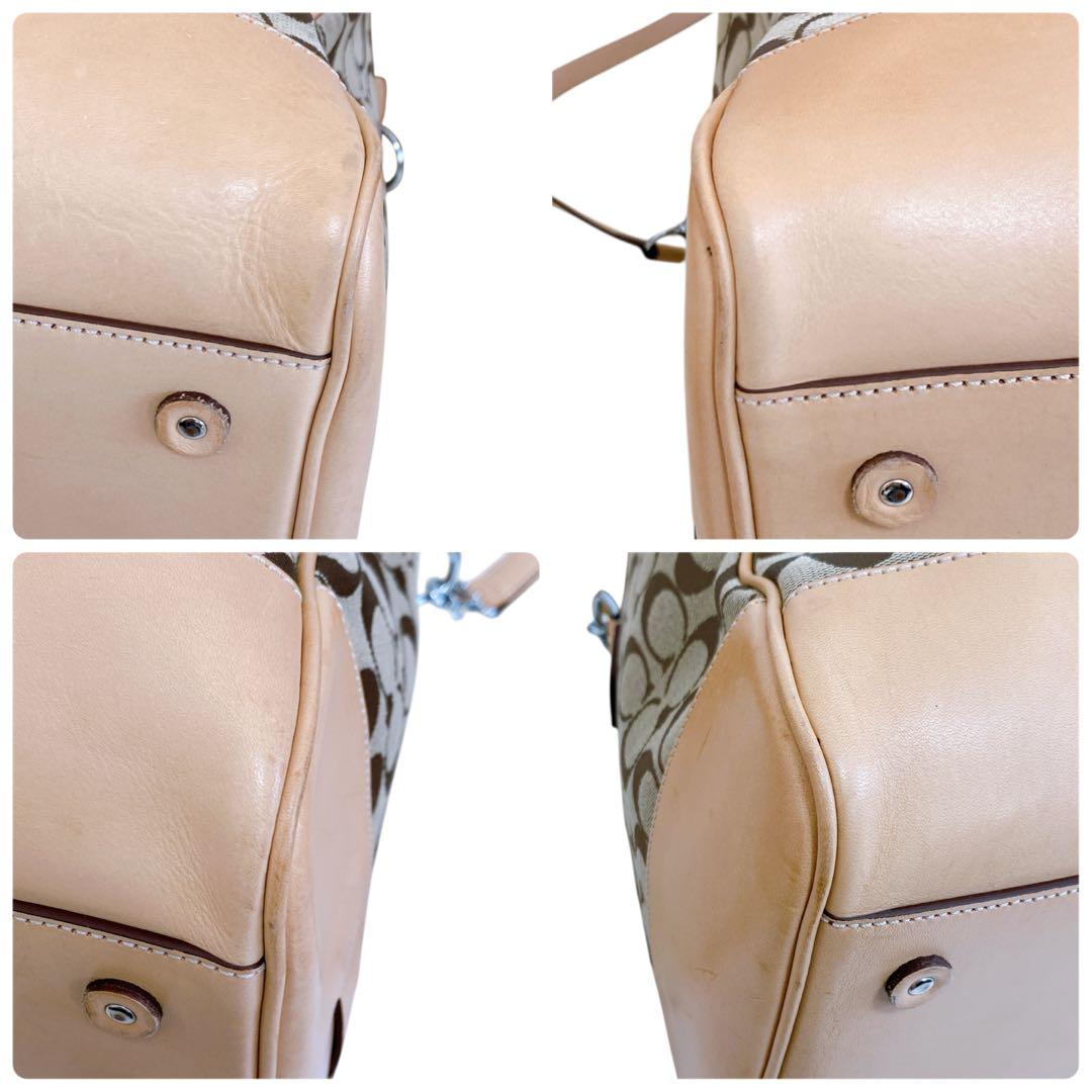 【美品】COACH コーチ 4254 シグネチャー キャンバス レザー ボストン