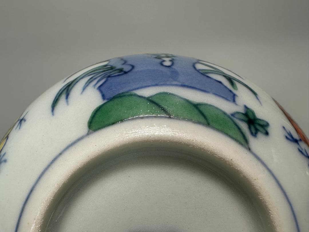 景徳鎮製　豆彩鶏文杯　盃　斗彩