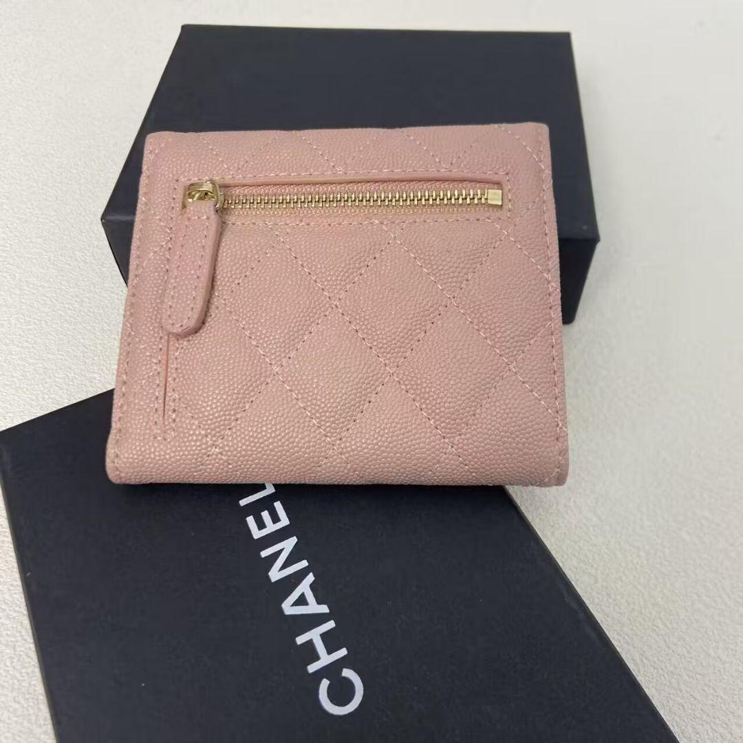 CHANEL ピンク レザー 三つ折り財布