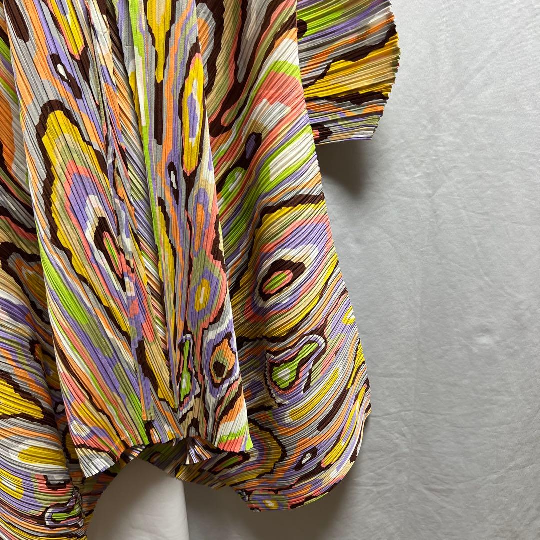 PLEATS PLEASE マーブル　カットソー　カーディガン　グラデーション