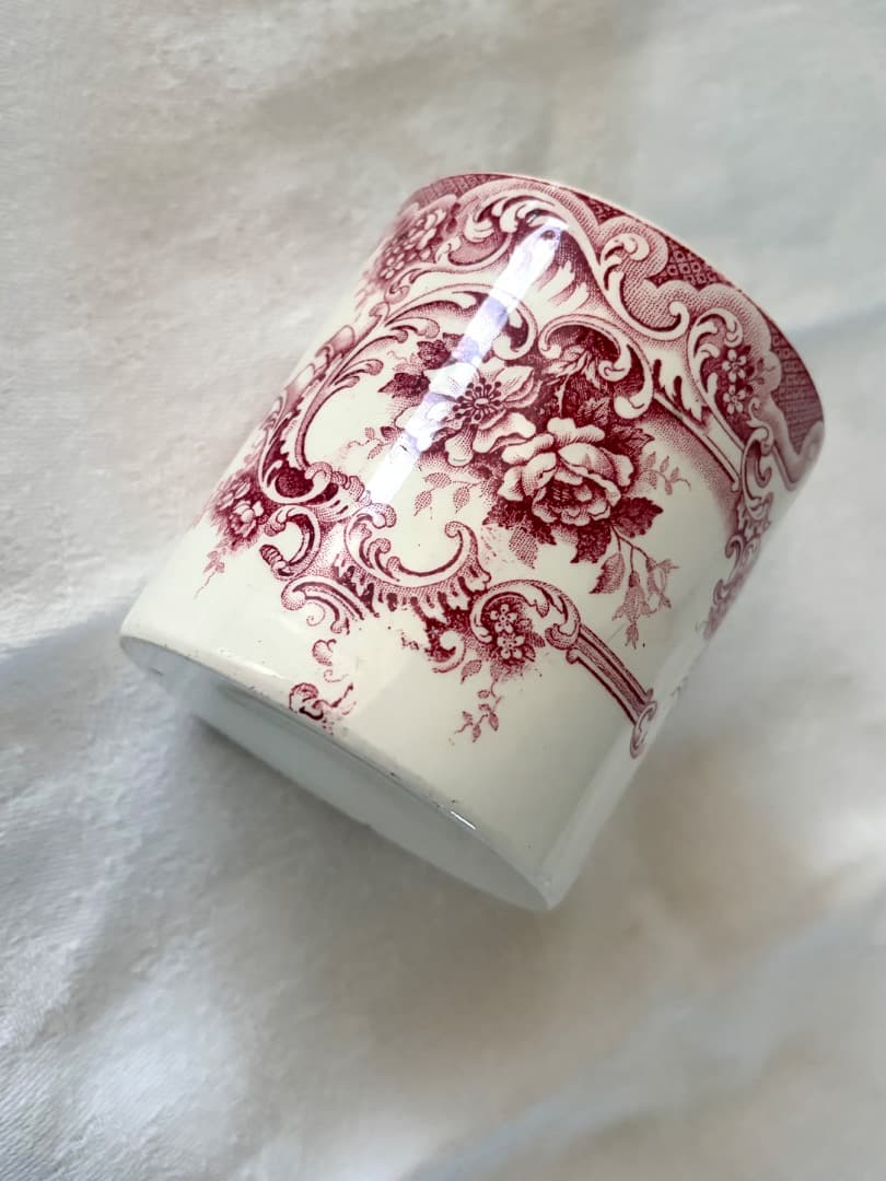 美品　フランスアンティーク　ポット　BFK窯　DAUPHIN　ロカイユ模様　花柄