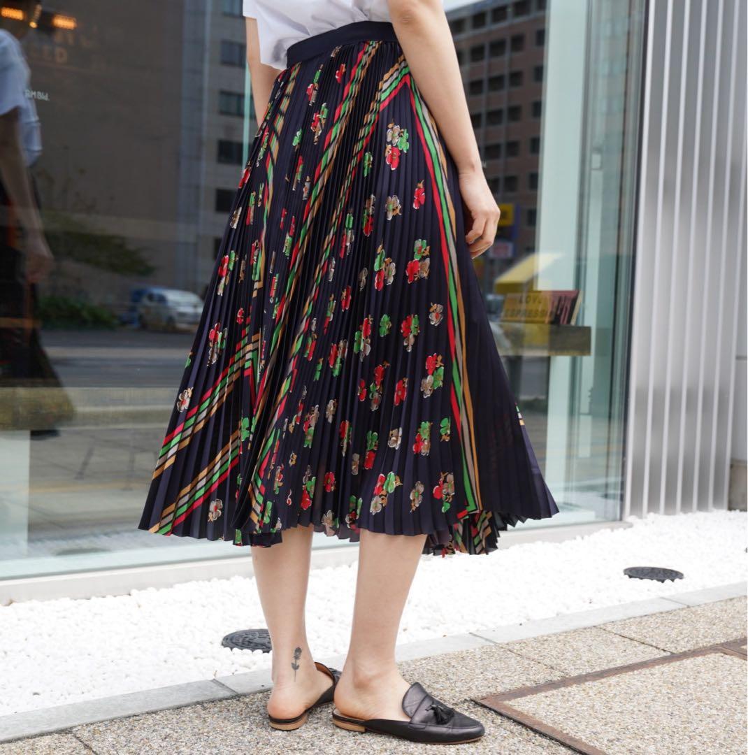 美品[sacai]1ArchivePrintMixSkirt(NAVY)