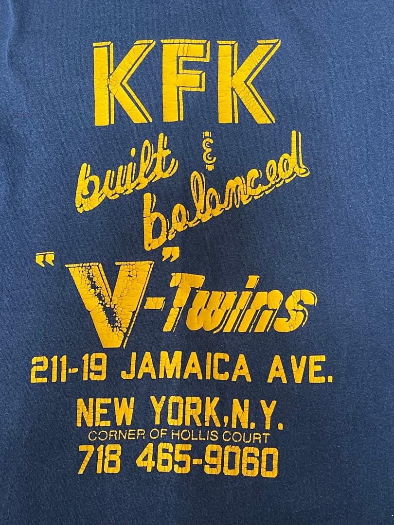 90s KFK HARLEY FUCKIN DAVIDSON Tシャツ M 紺黄