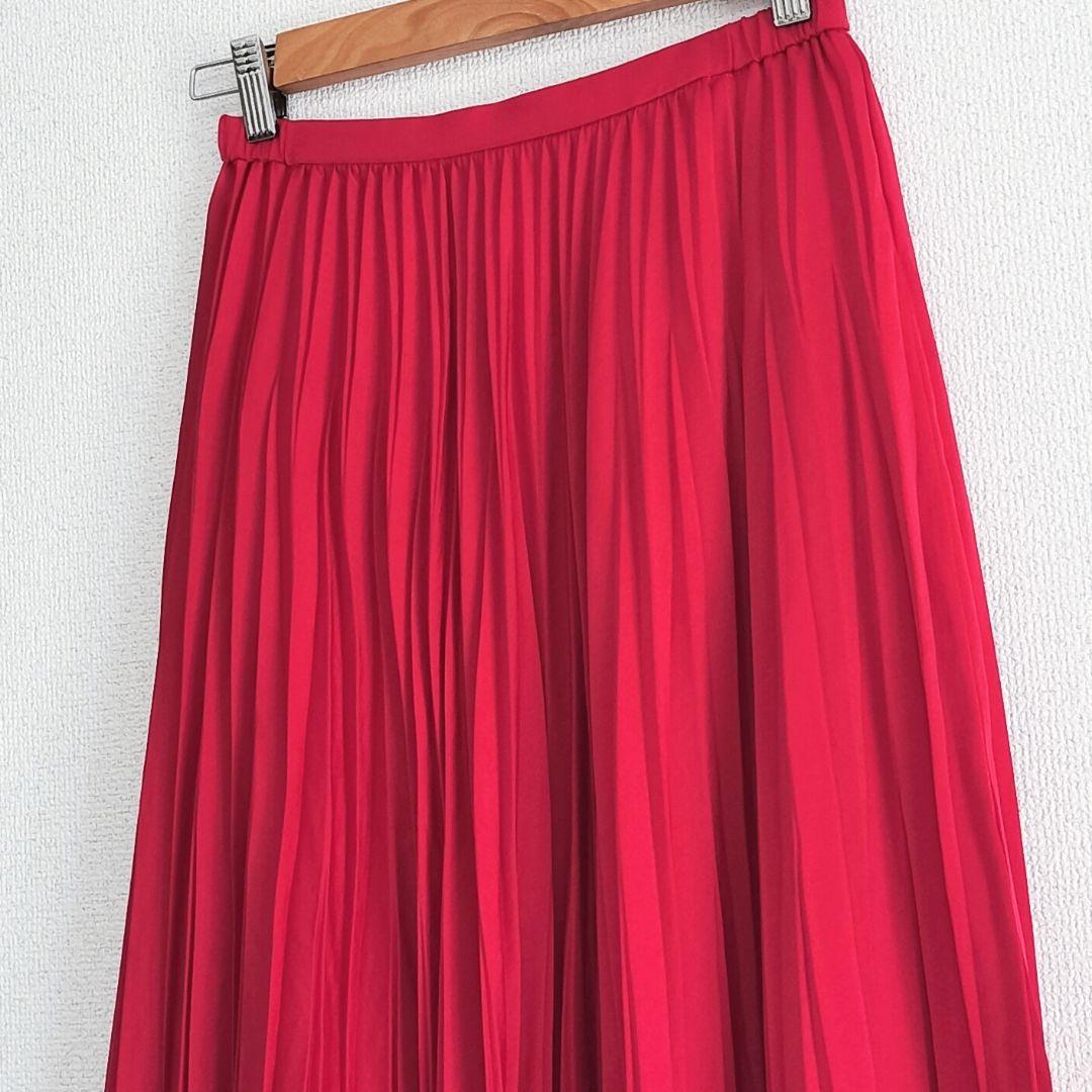 美品 DRESSTERIOR スエードライクプリーツスカート 36 レッド