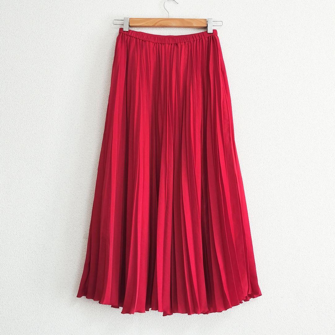 美品 DRESSTERIOR スエードライクプリーツスカート 36 レッド