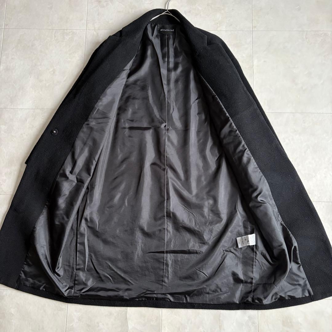mizuiro ind ウール混スタンドカラー ロングコート 黒 フリー 日本製