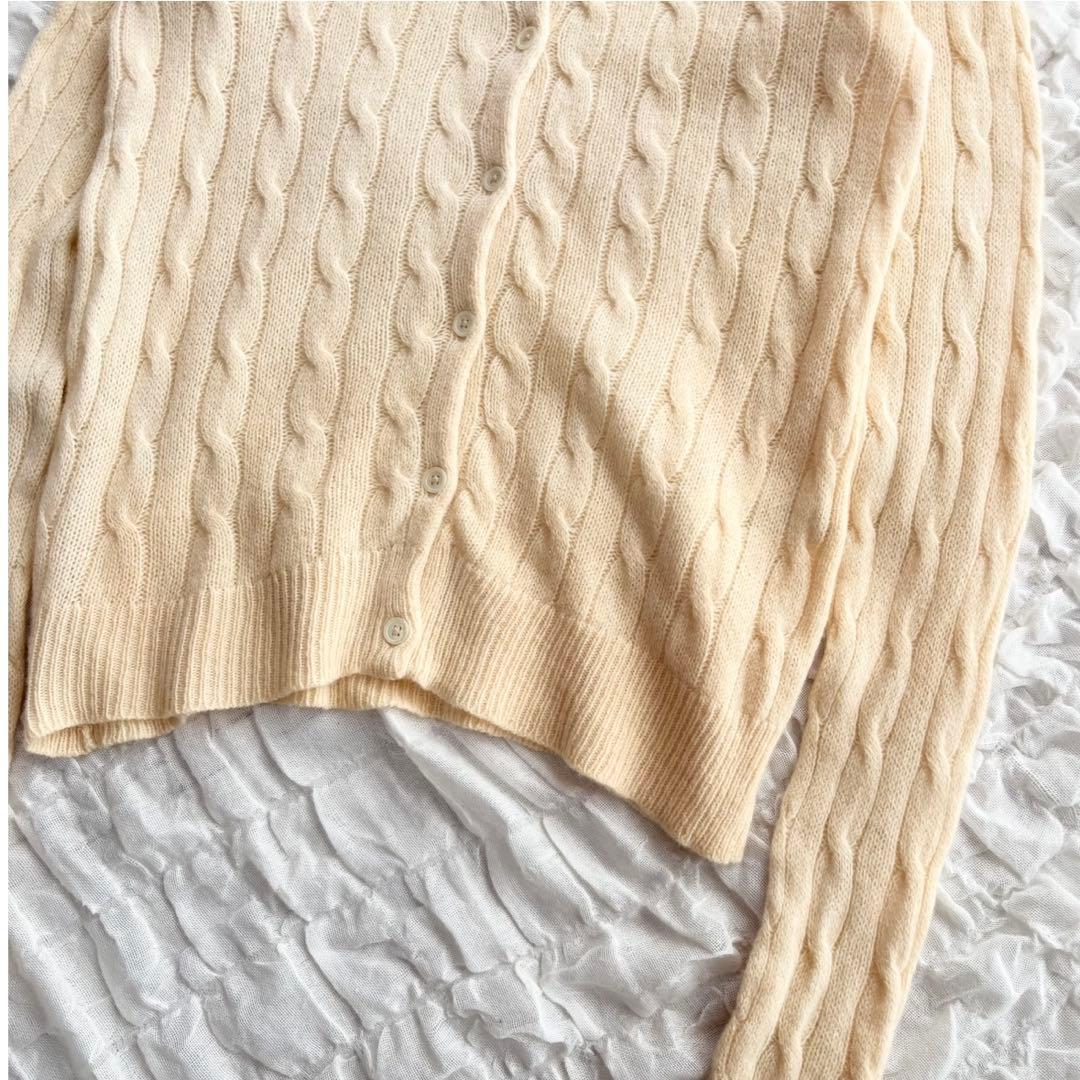 【美品】 ポロラルフローレン カシミヤ混ケーブルニットカーディガン カシミヤ混