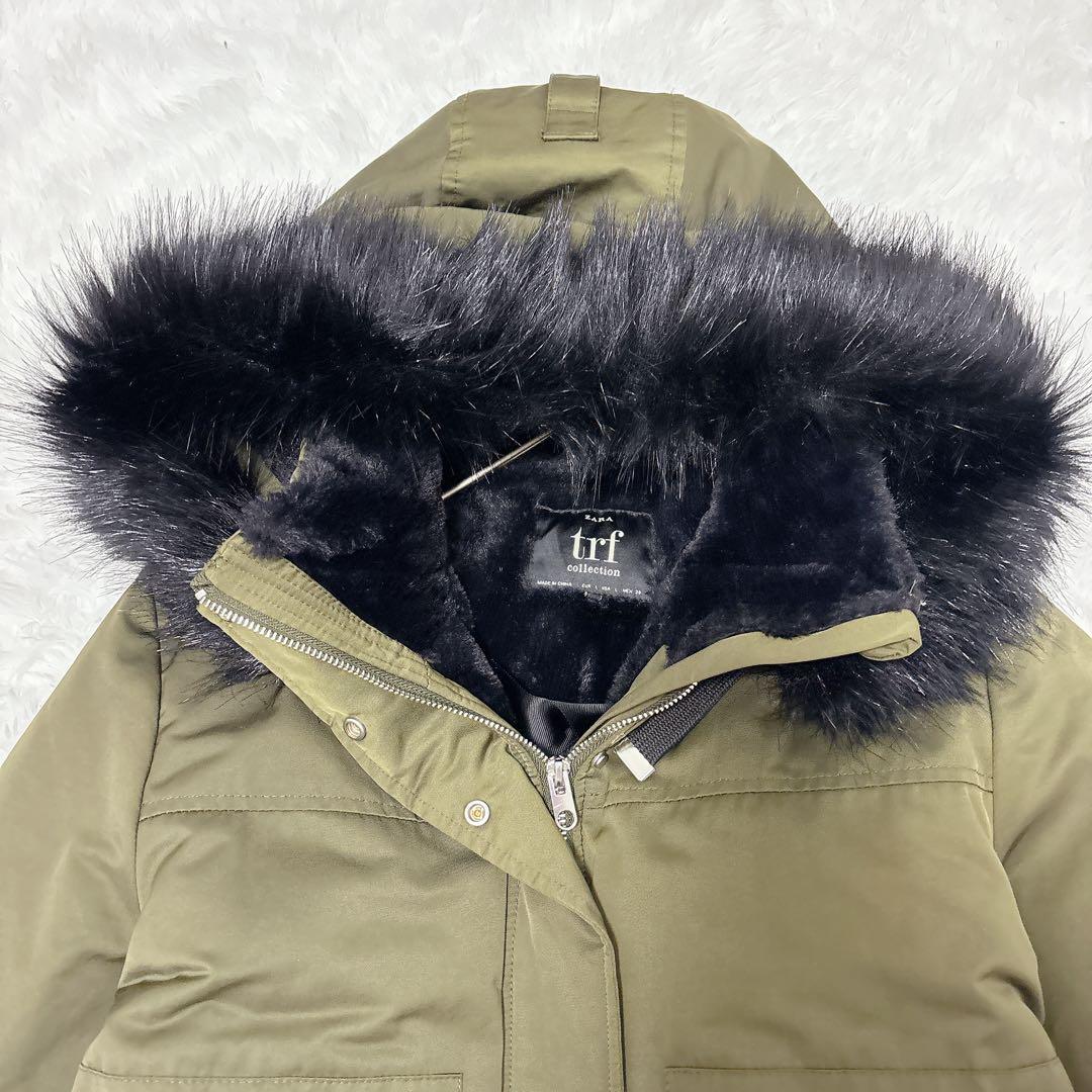 ✨美品✨ZARA TRF ファー付きモッズコート 裏ボア 2way 防寒 カーキ
