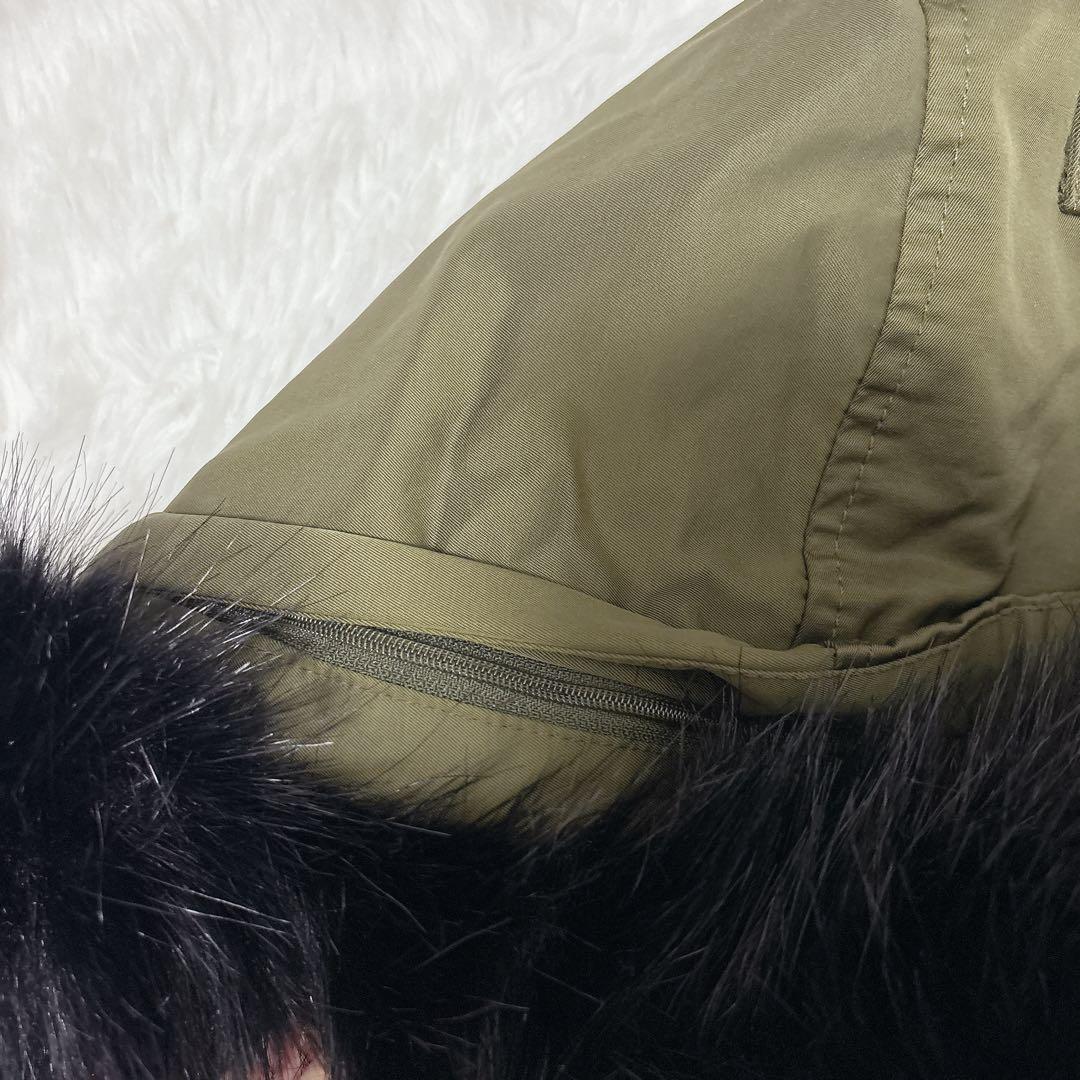 ✨美品✨ZARA TRF ファー付きモッズコート 裏ボア 2way 防寒 カーキ