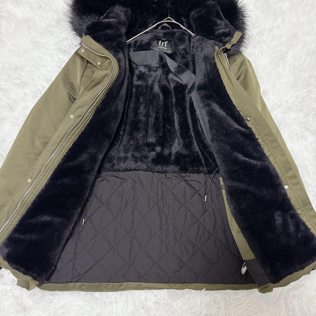 ✨美品✨ZARA TRF ファー付きモッズコート 裏ボア 2way 防寒 カーキ