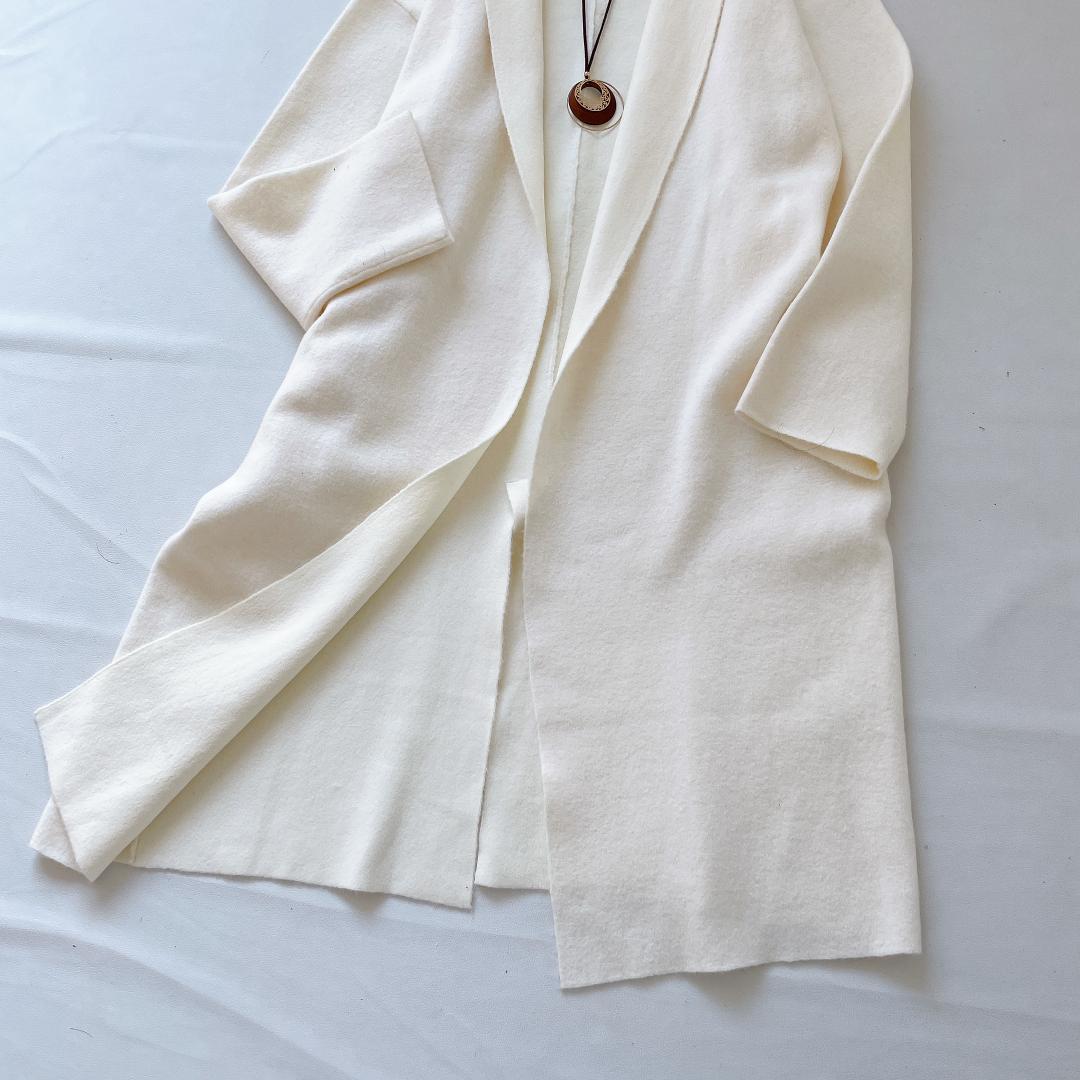 【美品】SHENERY シーナリー 接結ニットガウンコート アイボリー ロング丈
