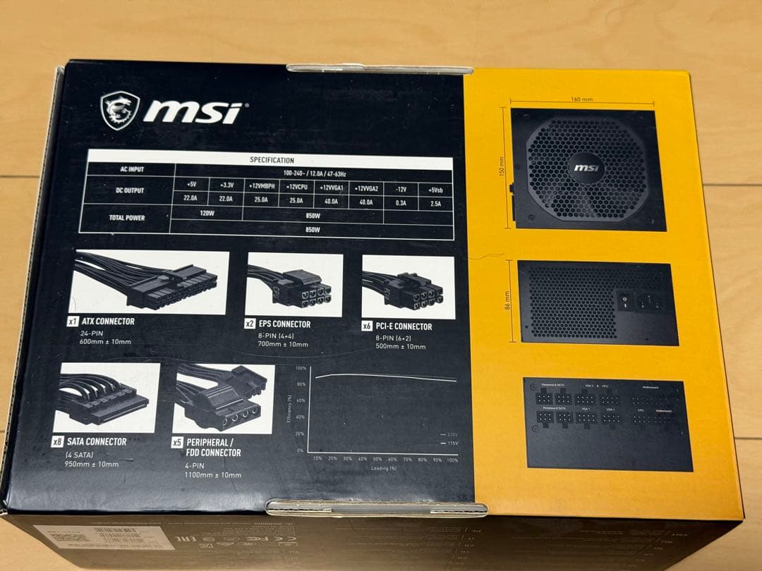 MSI MPG A850GF 850W 電源ユニット