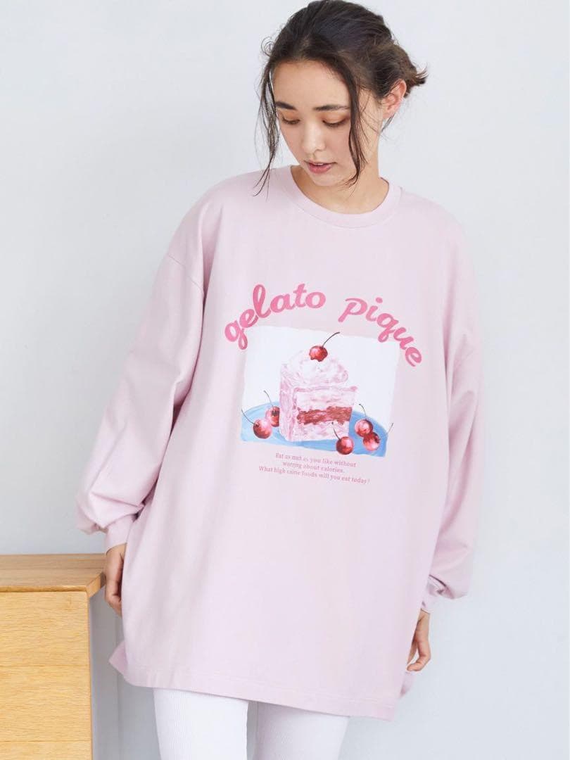 新品 ジェラートピケ HIGH CALORIEワンポイントロンT ピンク