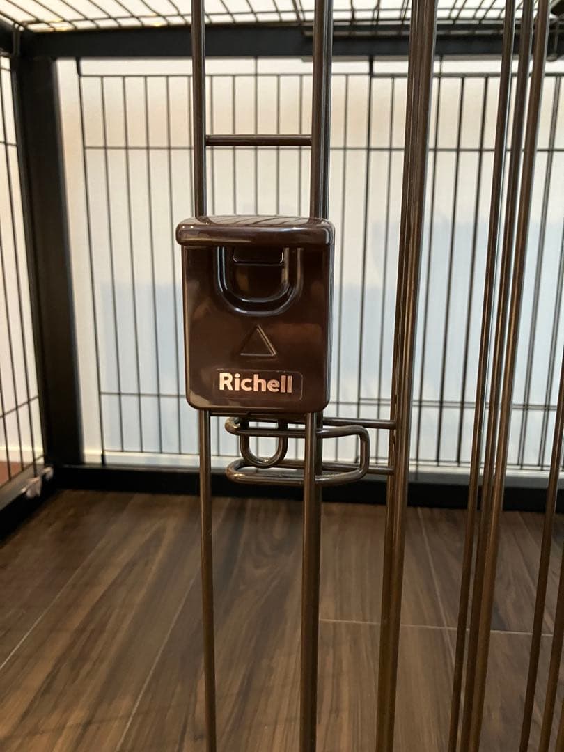 リッチェル　木製スライドペットサークルワイド屋根とトレーつき